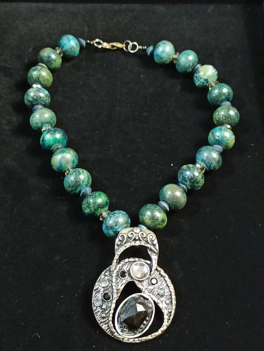 Vintage Style Israeli Eilat Stone Beaded Necklace Artisan Pendant Statement - Picture 13 of 15